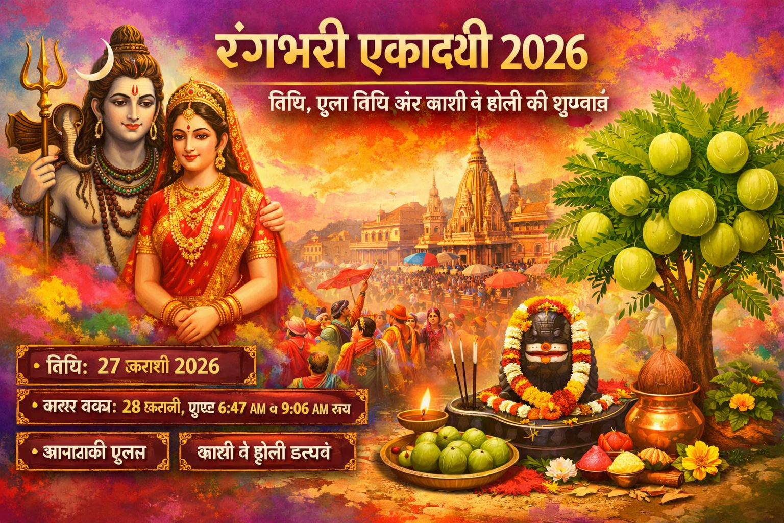 रंगभरी एकादशी 2026 | आमलकी एकादशी तिथि, पूजा विधि, पारण समय | Kashi Holi Start