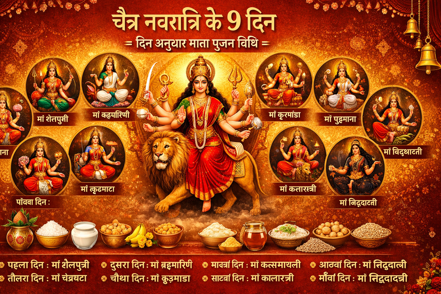 चैत्र नवरात्रि के 9 दिन: जानें दिन अनुसार माता पूजन विधि और महत्व